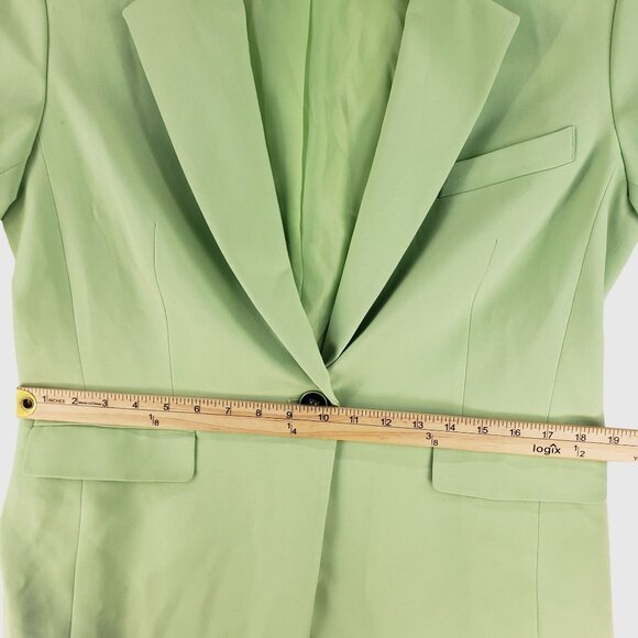 Bar III Women’s Blazer Size 12 Green One Button Suit Jacket Career Workwear - Picture 8 of 13